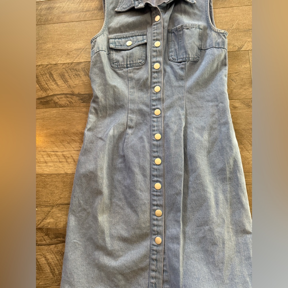 Vintage Jeanology Denim Button Front Dress Sleeveless Western Rodeo Midi Dress - Picture 5 of 6